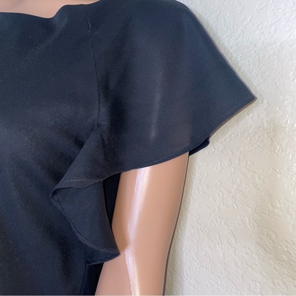 LuLu's shift sheath dress black flutter sleeves boxy mini lightweight SZ S - Picture 5 of 11